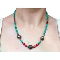 ราคา สร้อยคอหินเทอร์ควอยส์ สีเขียว หินปะการัง พร้อมจี้หินเนปาล หินแท้ธรรมชาติ Turquoise, Coral Beads Necklace Nepal Pendant จัดส่งเฉพาะจุด (1734320555033790186)