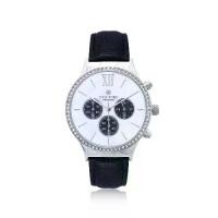 ราคา 12VICTORY LWA0179-ASL นาฬิกาข้อมือUnisex ประดับคริสตัล สีเงิน (สายหนังแท้สีดำ,หน้าปัดสีขาว) (1732867546220955083)