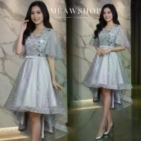 ราคา เดรสออกงาน หน้าสั้นหลังยาว สีเทา สีเงิน M-2XL ไปงาน เจ้าสาว ถ่ายพรี เพื่อนเจ้าสาว ไปปาร์ตี้ ชุดราตรี The Classic (1734122613237057036)