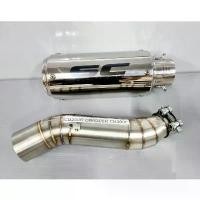 ราคา ท่อสลิปออน สลิปออน CBR250R, CB300F, CBR300R ขนาด 2 นิ้ว งานสแตนเลสแท้ พร้อมปลายท่อ SC สีเงิน เงาทั้งใบ พร้อมสายรัดท่อ ขาย ร้อน COD (1733133976680957692)
