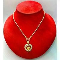 ราคา แฟชั่น สร้อยคอ 2 กษัตริย์อิตาลี สีเงิน + ทอง ลายเมล็ดข้าว พร้อมจี้ของราชินีแม่ ล้อมรอบด้วยอัญมณีล้ำค่าเก้าชิ้น สวยงาม สง่างาม และดูมีค่า สร้อยคอหนัก 1 บาท ยาว 18 นิ้ว 20 นิ้ว 24 นิ้ว ของขวัญวันหยุด (1