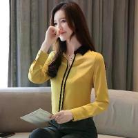 ราคา เสื้อเบลาส์แฟชั่นสตรี สีเหลือง เสื้อเชิ้ตแขนยาวเรียบง่าย สำหรับผู้หญิง เหมาะสำหรับทำงานในสำนักงาน มาใหม่ (1734197602716780041)