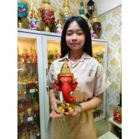 ราคา พระพิฆเนศ (สีแดง) กว้าง5นิ้ว พร้อมฐานปิดทอง งานเรซิ่น ทองเค เทพแห่งความสำเร็จ หัวโขน เศียรครู เศียรเทพ ของที่ระลึก (1733688120214717550)