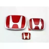 ราคา ยึดรูปแบบเดียวกัน 3 ชิ้น Honda Civic FD 2006-2011 โลโก้สัญลักษณ์รถยนต์ สีแดง (F+R+S) (1733263189369980650)