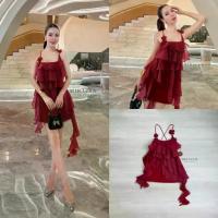 ราคา MIRALYN เดรสสายเดี่ยวเป็นชั้น สีแดง (1733819556010165468)