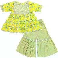 ราคา ชุดเดรสเด็กผู้หญิงผ้าฝ้ายพิมพ์ลาย Sanganeri สไตล์ Kurti พร้อมชุด Sharara พิมพ์ลาย [Seagull Select]2026 Superminis (1734322205129475435)