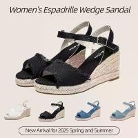 ราคา รองเท้าแตะส้นเตารีด Oasis Adina สำหรับผู้หญิง สไตล์ Espadrille พื้นหนา แฟชั่นลำลองสำหรับฤดูร้อน สายรัดปรับได้ด้านหลัง รองเท้าส้นเตารีดผ้าใบ Sanuk สำหรับผู้หญิง เท้ากว้าง ส้นสูง (1732231524046178642)