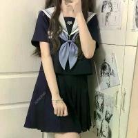 ราคา ชุดนักเรียนญี่ปุ่น สไตล์ สำหรับเด็กหญิงและสตรี ชุดสีกรมท่า ชุดเดรสยาว JK สีดำเซ็กซี่ เสื้อเบลาส์กะลาสี ชุดกระโปรงพลีท (1732309286739609085)