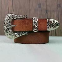 ราคา หนังแท้ WIZNEERK เข็มขัดคาวบอยวินเทจสำหรับผู้ชาย - หัวเข็มขัดสีเงิน, ผิวสีดำแบบทำเก่า, ปิดหัวเข็มขัดปรับได้, สไตล์ย้อนยุคสำหรับการสวมใส่สบายและเป็นทางการ, อุปกรณ์คาวบอย, อุปกรณ์ป (1733209551229912911)