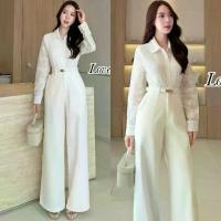 ราคา French Korea ชุดSet กางเกงสีขาวใส่ทำงาน ใส่ไปทำบุญ สวยสุภาพ Lover shop เสื้อเชิ๊ตลูกไม้+กางเกงขายาว+เข็มขัด (1734064907153016289)