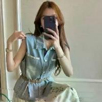 ราคา Cuty denim Vest เสื้อยีนส์+เข็มขัด(2 ชิ้น)denim เสื้อยีนส์น่ารักมากสไตล์เกาหลี (1734177889114753018)