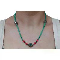 ราคา สร้อยคอหินเทอร์ควอยส์ สีเขียว หินปะการัง พร้อมจี้หินเนปาล หินแท้ธรรมชาติ Turquoise, Coral Beads Necklace Nepal Pendant แนะนำ (1734368912030074617)