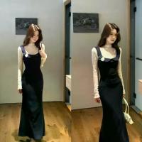 ราคา 8509# Set 2 pcs เสื้อแขนยาวลูกไม้คอปีน เนื้อผ้ายืดอย่างดี + เดรส แขนกุด แต่งดอกนูน TAG : Y.JIA STUDIO (1734155038616028641)