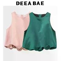 ราคา เสื้อกั๊กผู้หญิง DEEABAE เทรนด์ 2025 คอกลม แขนกุด ดีไซน์บอลลูน วัสดุผ้าซาติน ความยาวสั้น (1732316064400574051)