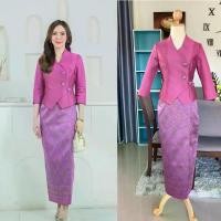 ราคา เสื้อ ผ้าถุง ผ้าเนื้อเดียวกัน ผ้าไหมทอลายสั่งทอลายมัดหมี่สวยหรู สีชมพูกรีบบัว (1729828343532915470)