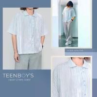 ราคา ️ MENIMAL TEENBOYS BOXY STRIPE SHIRT เสื้อเชิ้ต แขนสั้น แต่งสาบกระดุม UNISEX️ (1733496928911197370)