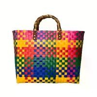 ราคา กระเป๋าถือสานความจุขนาดใหญ่สำหรับผู้หญิง 1 ชิ้น พร้อมด้ามจับพลาสติกอะคริลิกแข็งแรง ทนทาน ทำจากโพลีเอสเตอร์ ลายเรขาคณิตหลากสี เหมาะสำหรับชายหาด แคมป์ปิ้ง ปิคนิค ช้อปปิ้ง และการเดินทางประจำวัน (17332863