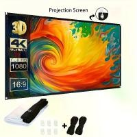 ราคา จอฉายภาพพกพาขนาด 60 นิ้ว 4K Ultra HD 16:9 ไม่มีรอยยับ พร้อมกระเป๋าเก็บและเชือกแขวน จอฉายภาพพับได้สำหรับใช้ในบ้าน/กลางแจ้ง แคมป์ปิ้ง อุปกรณ์เสริมโปรเจคเตอร์ HD เหมาะสำหรับลานบ้าน (1733575926931687274)