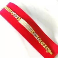 ราคา แฟชั่น กำไลแฟชั่นประดับเพชรทรงสี่เหลี่ยม, Cz, ตัวล็อคแบบ 3 แถว, ชุบด้วยทองไมโครนและทองคำขาว, น้ำหนัก 2 บาท, ความกว้าง 1.1 ซม., ความยาว 6.2 นิ้ว และ 6.5 นิ้ว, เหมาะสำหรับทั้งผู้หญ (1734340094095689626)