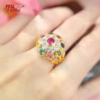 ราคา ส่งฟรี แหวน นพเก้าสุโขทัย เครื่องประดับไทย พูนทรัพย์ มีใบรับประกัน ชุดมงคล นำโชค RD141R600 (1729680953685674962)