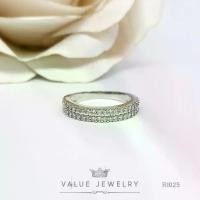 ราคา แหวนRing diamond crystal shape genuine diamond round htc2 inlaid row half band ring women jewelry ring RI025 ValueJewelry (1734354640729245333)