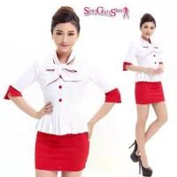 ราคา ชุดพนักงานต้อนรับ ยูนิฟอร์ม แอร์ พนักงาน เสื้อขาว กระโปรงแดง ชุดอาชีพ (1730373863260064685)