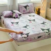 ราคา ผ้าปูที่นอนผ้าฝ้ายแท้, ผ้าปูที่นอนการ์ตูน Kuromi, Sanrio, สำหรับเด็ก, ผ้าปูที่นอนมัลติฟังก์ชั่น, ขนาดที่กำหนดเอง, ผ้าคลุมเตียง มุ้ง พร้อม แอร์ ฟุต (1731369914296599555)