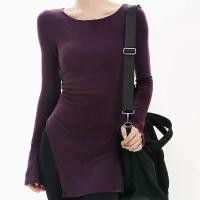 ราคา เสื้อยืดแขนยาวแบบกลางตัวพร้อมผ่าข้าง เสื้อยืดแขนยาวทรงเข้ารูป สำหรับออกกำลังกาย โยคะ และฝึกซ้อมเต้นรำ (1734057505664697651)