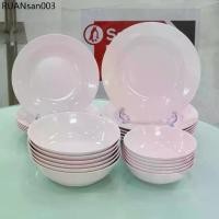 ราคา ซุปเปอร์แวร์ ชุดจาน ชาม ซุปเปอร์แวร์ จานชามเมลามีน สีพื้นชมพู ทรงกลม มี 4ขนาดให้เลือก (1733961188595041974)