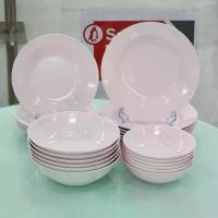 ราคา ซุปเปอร์แวร์ ชุดจาน ชาม ซุปเปอร์แวร์ จานชามเมลามีน สีพื้นชมพู ทรงกลม มี 4ขนาดให้เลือก (1733953799820838217)