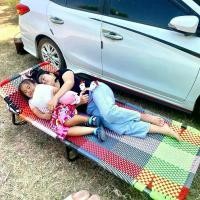 ราคา เตียงสนาม เตียงพับ3ตอน แข็งแรงมากโครงสร้างเหล็ก สีดำ เตียงนอนเล่นสบาย ที่นอน (1730003310359382279)