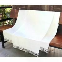 ราคา ผ้าคลุมไหล่ ผ้าพันคอ ฝ้ายทอมือลายลูกแก้ว สีขาว ไม่หมักนิ่มขนาด 80x180-200 ซม. ecoprint นำไปมัดย้อม ไปย้อมสี ติดดี งานคร็าฟต่างๆ ผ้าพันคอ Scarf (1732287045878844346)