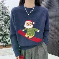 ราคา ลายซานตาคลอสบรรยากาศ เสื้อกันหนาวถักนุ่มสำหรับผู้หญิง ฤดูใบไม้ร่วงฤดูหนาว เสื้อโค้ทหลวมใหม่。 เสื้อ ไหม พรม คอ ปก 。 เสื้อ แขนยาว ผู้หญิง 。 ไหม พรม คาดิแกน 。 (1733009268278592791)