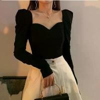 ราคา ชุดเสื้อเบสคอเหลี่ยมหรูหราสำหรับผู้หญิง ทรงเข้ารูป แขนพองสวยงาม เซเลบริตี้อินเทอร์เน็ต ชุดรัดเอว เซ็กซี่ แขนยาวสีดำ เสื้อ ไหม พรม คอ ปก เสื้อโอเวอร์ไซต์ (1733512135670400614)
