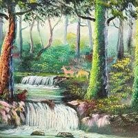 ราคา ภาพวาด(วิวป่า) และลำธารน้ำตก (1733263576552932704)