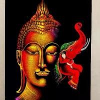 ราคา ภาพวาด/บนผ้ากำมะหยี่ (ผ้าสีดำ) ขนาด 28 x 40 นิ้ว (ไซร้จัมโบ้) ภาพมงคล วาดด้วยสีน้ำ สีสะท้อนแสง (1734222518402909623)