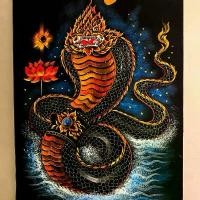 ราคา ภาพวาด/บนผ้ากำมะหยี่ (ผ้าสีดำ) ขนาด 28 x 40 นิ้ว (ไซร้จัมโบ้) ภาพมงคล วาดด้วยสีน้ำ สีสะท้อนแสง (1734222443699602871)