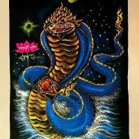 ราคา ภาพวาด/บนผ้ากำมะหยี่ (ผ้าสีดำ) ขนาด 28 x 40 นิ้ว (ไซร้จัมโบ้) ภาพมงคล วาดด้วยสีน้ำ สีสะท้อนแสง (1734222442874242487)