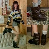 ราคา Minx รุ่น Hailey รองเท้าบูท ทรงสูง ประดับเข็มขัด (1733433775003633617)