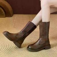 ราคา รองเท้าบูทผู้หญิง หัวกลม ซิปข้าง หลวม กลางน่อง ส้นเตี้ย แฟชั่น รองเท้าบูท ขนาด 35 40 (1733931082509682444)