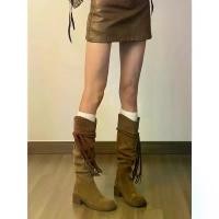 ราคา รองเท้าบูท Ruched Rumbai สำหรับผู้หญิง ส้นสูง เหนือเข่า หลอดสูง รองเท้าบูทขี่ ส้นหนา รองเท้าบูทยาว ใหม่สำหรับปี 2025 (1733615578983532214)