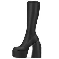 ราคา รองเท้าบูทแพลตฟอร์ม สไตล์พังก์กอธ รองเท้าบูทหนา ยางยืด สำหรับผู้หญิง รองเท้าบูทหุ้มข้อ สไปซ์ รองเท้าส้นสูง สีดำ แพลตฟอร์มหนา ยาว สูงถึงเข่า (1731179315181882118)