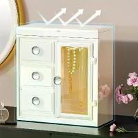 ราคา ตู้เก็บเครื่องประดับพร้อมหน้าต่างโปร่งใส กล่องเก็บเครื่องประดับ 3 ชั้นพร้อม 3 ลิ้นชัก (1733464233682765596)