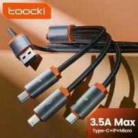 ราคา สายชาร์จ Toocki 3 in 1 Multi USB 3A ชาร์จเร็ว สายชาร์จ Micro USB Type C สำหรับ iPhone Samsung Xiaomi โทรศัพท์มือถือ สายชาร์จเร็วแท้ Android (1733878074807322487)