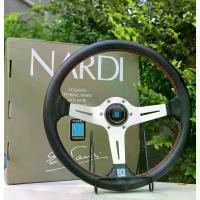 ราคา พร้อมส่ง พวงมาลัยแต่งซิ่ง Nardi พวงมาลัยสีเงิน งานเย็บสองชั้น แป้นแตรนาดี้ สายไฟ น็อตครบชุด (1733863066150274438)