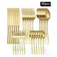 ราคา ชุดมีด ส้อม และช้อนสแตนเลสสีทอง 6/30 ชิ้น โรงแรม สไตล์ตะวันตกหนา เหมาะสำหรับสเต็กและบาร์บีคิว ชุดมีด ส้อม และช้อน ช้อน โบราณ ช้อน ทองเหลือง (1731016194814150943)