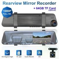ราคา [พร้อมส่ง] Full HD 1080จุดกระจก Dash Cam DVR Dash Cam รอบ4.5 "หน้าจอ IPS กระจกมองหลังบันทึกวิดีโอด้วย G-Sensor ด้านหน้าและด้านหลังกล้องสำรองสำหรับรถยนต์ (1733808758571829048)