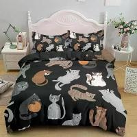 ราคา ชุดเครื่องนอนพิมพ์ลายข้างละ 3 ชิ้น พร้อมผ้านวมลายแมวน่ารักและปลอกหมอน/หมอน เหมาะสำหรับเตียงนอน (1734118487677895952)