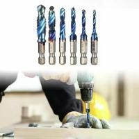 ราคา ดอกสว่านไทเทเนี่ยม ชุดดอกสว่านพร้อมต๊าปเกลียว อออินวัน 6 ดอก 6pcs M3-M10 Titanium สินค้าสุดฮอต ใบตัด กระเบื้อง 4 นิ้ว ตัด 3m เครื่อง มือ ฮาร์ดแวร์ ใบเจียร์ สว่าน (1734031505601824072)
