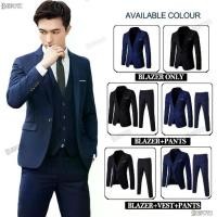 ราคา ชุดเบลเซอร์สำหรับผู้ชาย สูท 2/3 ชิ้น ทักซิโด้ สไตล์ทางการ เหมาะสำหรับธุรกิจและงานแต่งงาน เสื้อแจ็คเก็ตสำนักงานสไตล์เกาหลี กางเกงทรงหลวม เสื้อแจ็คเก็ต เสื้อผ้าผู้ชาย 3 ขนาดเบลเซอร์ (1734048972246386474